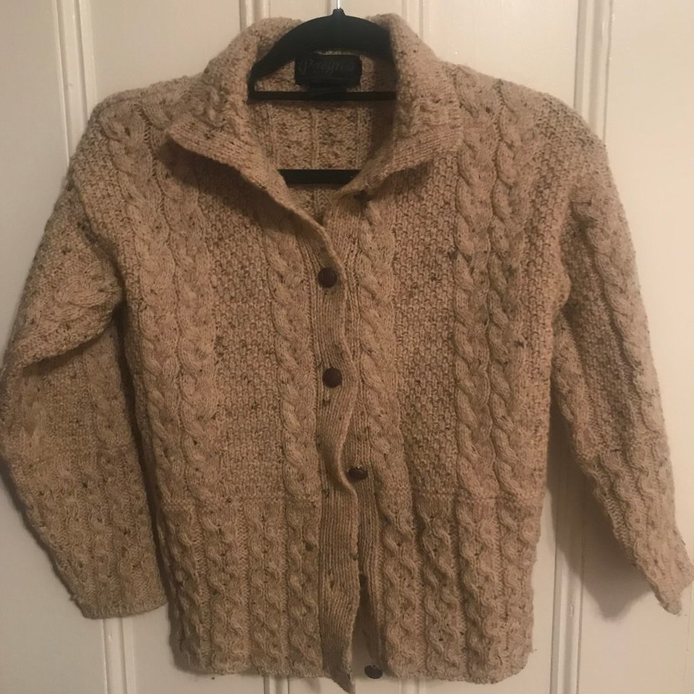 XS Cable Knit Wool Cardigan